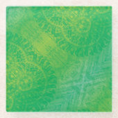 Annahme | Yellow Green Blue Boho Medallions Glasuntersetzer (Vorderseite)