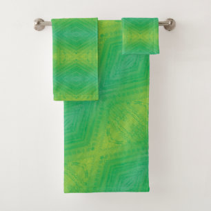 Annahme   Yellow Green Blue Shibori Muster Badhandtuch Set