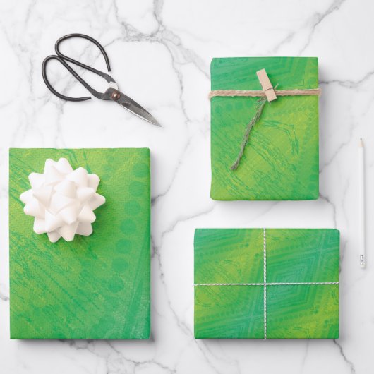 Annahme | Yellow Green Blue Shibori Muster Geschenkpapier Set (Vorderseite)