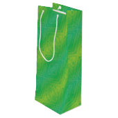 Annahme | Yellow Green Blue Shibori Muster Geschenktüte Für Weinflaschen (Rückseite Schrägansicht)