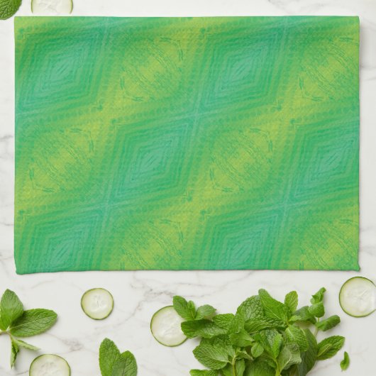 Annahme | Yellow Green Blue Shibori Muster Geschirrtuch (Gefaltet)