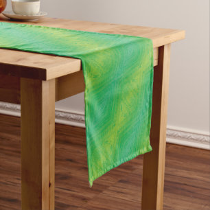 Annahme   Yellow Green Blue Shibori Muster Kurzer Tischläufer
