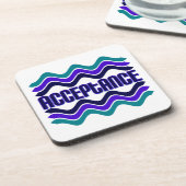 Annahmeangebot in blaugrüner Lila Grafik Getränkeuntersetzer (Linke Seite)