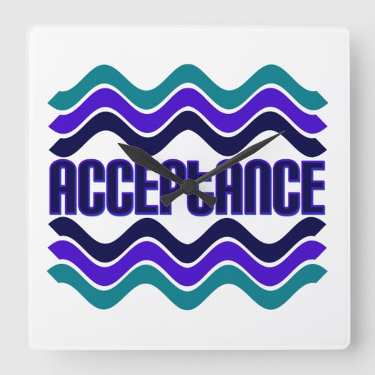 Annahmeangebot in blaugrüner Lila Grafik Quadratische Wanduhr (Vorderseite)