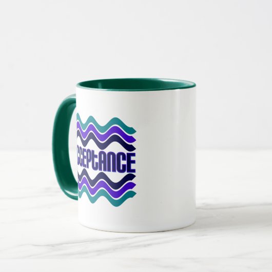 Annahmeangebot in blaugrüner Lila Grafik Tasse (Vorderseite Links)