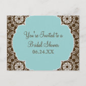 AnnaLiese Damask - Blaues Brautparty Einladungspostkarte (Vorderseite)