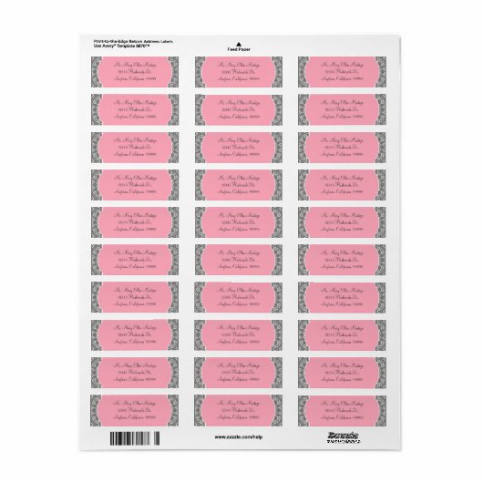 AnnaLiese Damask - Pink und Gray Matching Labels (Vorne)