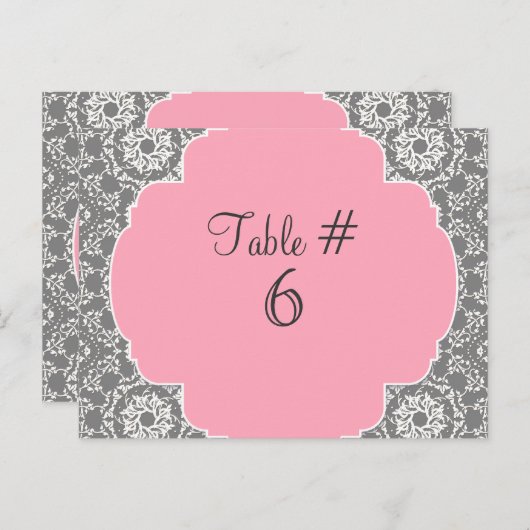 AnnaLiese Damask - Tischnummern in Rosa und Grau (Vorne/Hinten)