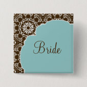 AnnaLiese Damast - blauer Brautparty-Knopf Button (Vorderseite)