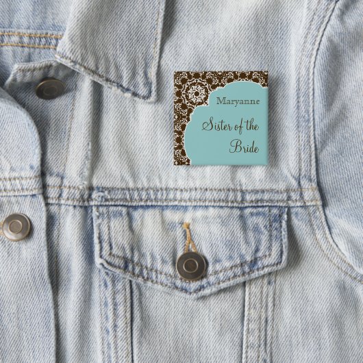 AnnaLiese Damast-blauer Brautparty-Knopf Button (Beispiel)