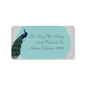 AnnaLiese Peacock Damask - Blaue Matching-Labels Adressaufkleber (Vorne)