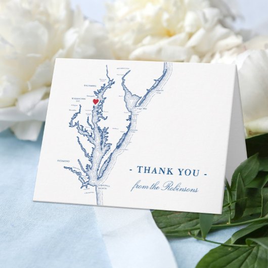 Annapolis Chesapeake Bay Map Hochzeit Personalisie Dankeskarte