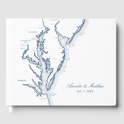Annapolis Chesapeake Bay Map Wedding Gästebuch (Vorderseite)