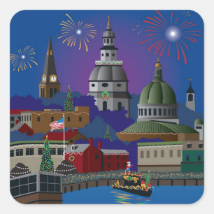 Annapolis Holiday Quadratischer Aufkleber