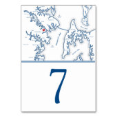 Annapolis Map Elegant Navy Hochzeit Tischnummer (Rückseite)