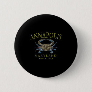 Annapolis Maryland Blaue Krabbe Seit 1649 Gebogene Button