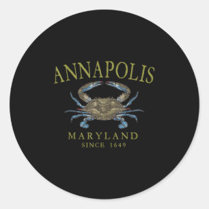 Annapolis Maryland Blaue Krabbe Seit 1649 Gebogene Runder Aufkleber