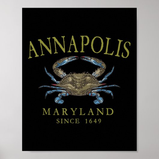 Annapolis Maryland Blue Crab Since 1649 Arched Oli Poster (Vorne)