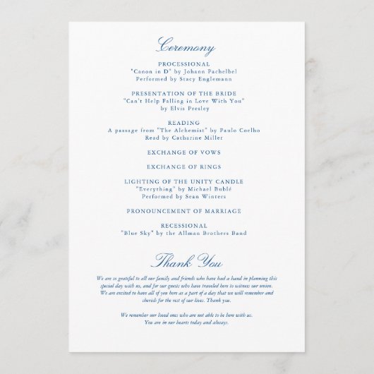 Annapolis Maryland Elegant Wedding Program Programm (Rückseite)