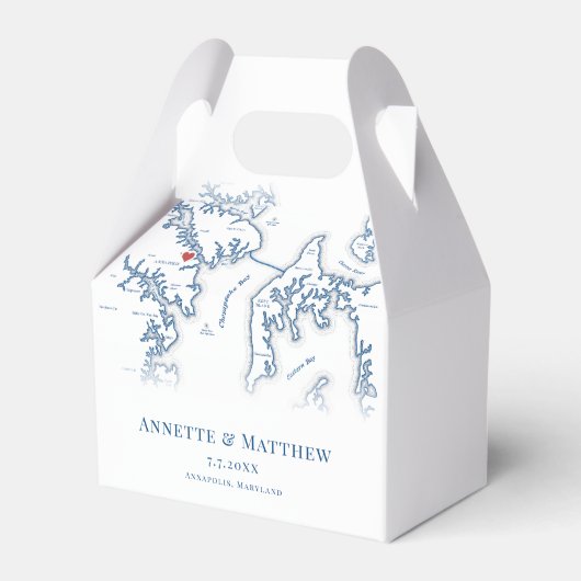 Annapolis Maryland Map Elegante Wedding Geschenkschachtel (Vorderseite)