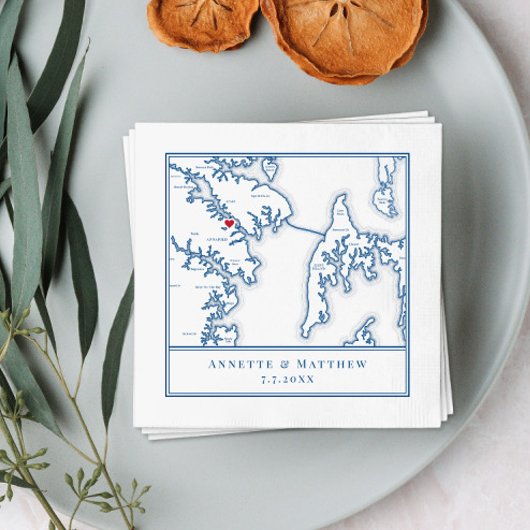 Annapolis Maryland Map Elegante Wedding Serviette