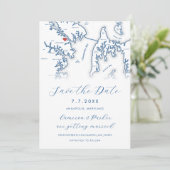 Annapolis Maryland Map Navy Blue Foto Save The Date (Stehend Vorderseite)