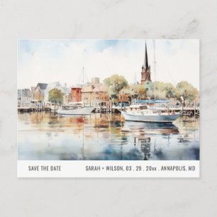 Annapolis Maryland MD Sea Watercolor Save the Date Postkarte