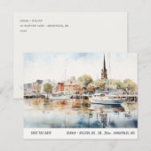 Annapolis Maryland MD Sea Watercolor Save the Date Postkarte (Vorne/Hinten)