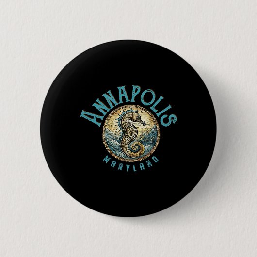 Annapolis Maryland Nautical Seepferdchen Design Button (Vorderseite)