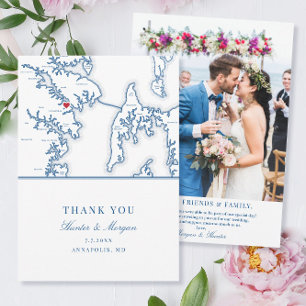 Annapolis Maryland Navy Blue Wedding Foto Flat Dankeskarte