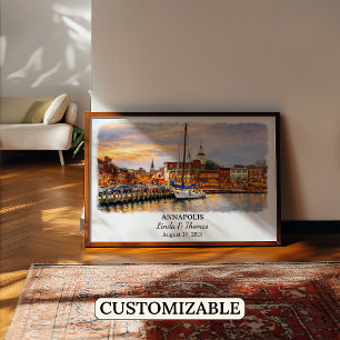 Annapolis Maryland Poster, Aquarell, Maßgeschneide Poster