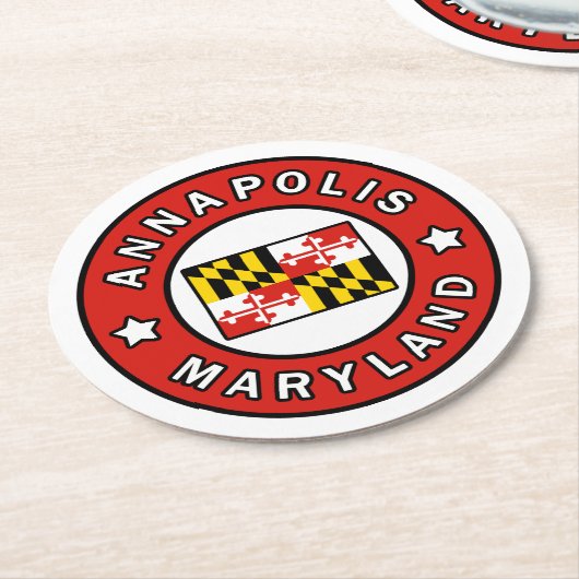 Annapolis Maryland Runder Pappuntersetzer (Angewinkelt)