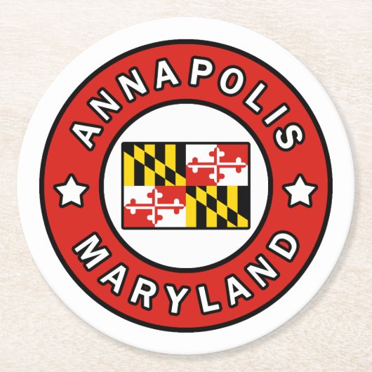 Annapolis Maryland Runder Pappuntersetzer (Vorderseite)