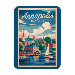 Annapolis Maryland Skyline Reise Kunst Vintage Magnet