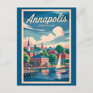 Annapolis Maryland Skyline Reise Kunst Vintage Postkarte