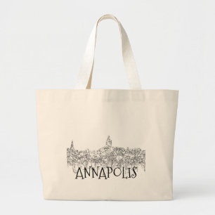 Annapolis Maryland Skyline SG-Black und White Jumbo Stoffbeutel