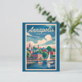 Annapolis Maryland Skyline Travel Art Vintag Postkarte (Stehend Vorderseite)