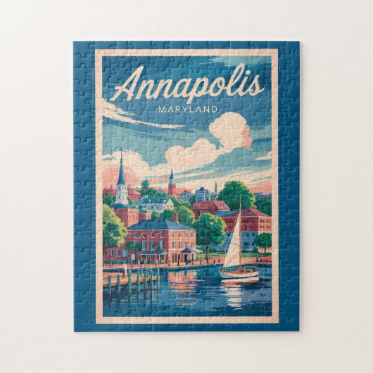 Annapolis Maryland Skyline Travel Art Vintag Puzzle (Vertikal)