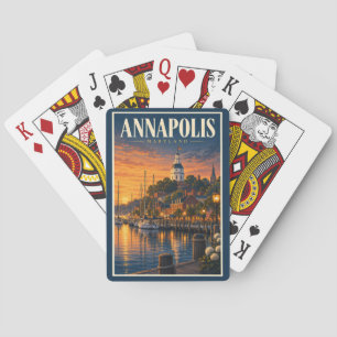 Annapolis Maryland Sonnenuntergangs-Illustration R Spielkarten