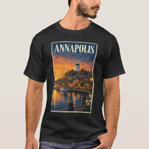 Annapolis Maryland Sonnenuntergangs-Illustration R T-Shirt