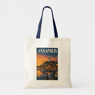 Annapolis Maryland Sonnenuntergangs-Illustration R Tragetasche