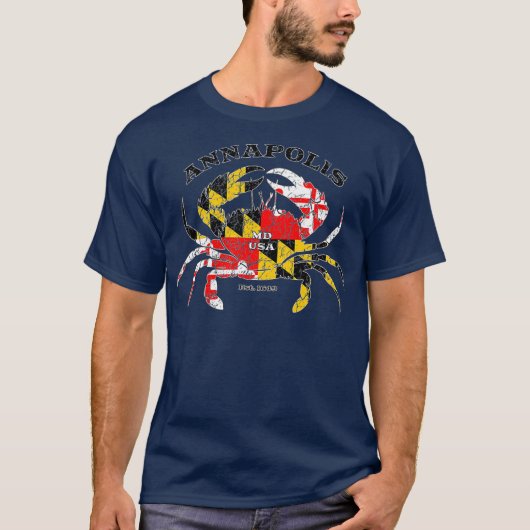 Annapolis Maryland State Flag Crab Pride Fishing T-Shirt (Vorderseite)