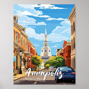 Annapolis Maryland Vintage Kunst Reisebild Poster