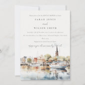 Annapolis Maryland Watercolor Paare Dusche Einladung (Vorderseite)