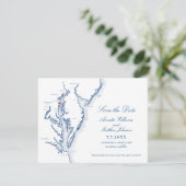 Annapolis Maryland Wedding Elegant Navy Map Save The Date (Stehend Vorderseite)