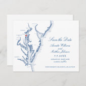 Annapolis Maryland Wedding Elegant Navy Map Save The Date (Vorne/Hinten)