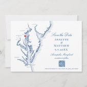 Annapolis Maryland Wedding Elegant Navy QR Code Save The Date (Vorderseite)