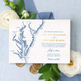 Annapolis Maryland Wedding Navy und Gold Folieneinladung