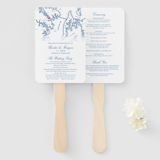 Annapolis Maryland Wedding Program Elegante Weddin Fächer (Vorne und Hinten)