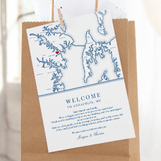 Annapolis Maryland Wedding Welcome Itinerary Dankeskarte